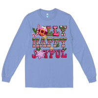 Colony Blue jolly happy joyful pink christmas Long Sleeve Tee - CowGirlArtShop