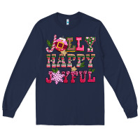 Jolly Happy Joyful Pink Christmas Long Sleeve Tee | Teevron