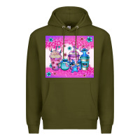 Army Green stitch coffee cups Premium Hoodie - Jasminsmagicworld