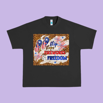 Flip Flops Fireworks & Freedom 4th Of July Urban Heavy Tee Designed By Tumblerdesignbyshophia