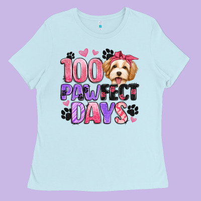 100 Pawfect Days Ladies Tee Designed By Artiststas