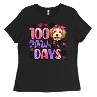 Black 100 pawfect days Ladies Tee - Artiststas