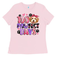 Bubblegum Pink 100 pawfect days Ladies Tee - Artiststas