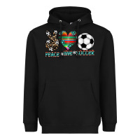Black peace love soccer Heavyweight Hoodie - CowhideDigitalArt