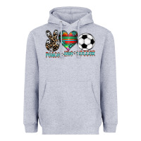 Heather Grey peace love soccer Heavyweight Hoodie - CowhideDigitalArt