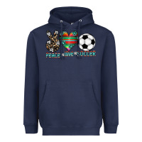 Navy peace love soccer Heavyweight Hoodie - CowhideDigitalArt