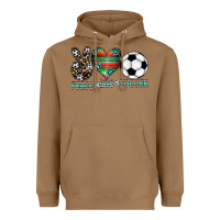Toasted Coconut peace love soccer Heavyweight Hoodie - CowhideDigitalArt