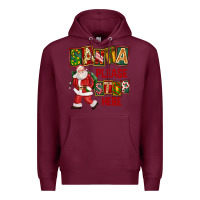 Burgundy Santa Please Stop Here Premium Hoodie - FaDigitalArtStudio