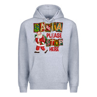 Heather Grey Santa Please Stop Here Premium Hoodie - FaDigitalArtStudio