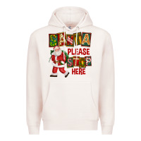 Pale Pink Santa Please Stop Here Premium Hoodie - FaDigitalArtStudio
