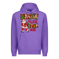 Purple Santa Please Stop Here Premium Hoodie - FaDigitalArtStudio