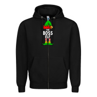 Black Boss Elf Matching Family Christmas Zipper Hoodie - lanVoArt