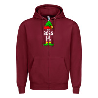 Burgundy Boss Elf Matching Family Christmas Zipper Hoodie - lanVoArt
