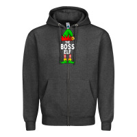 Charcoal Heather Boss Elf Matching Family Christmas Zipper Hoodie - lanVoArt