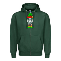 Sports Green Boss Elf Matching Family Christmas Zipper Hoodie - lanVoArt