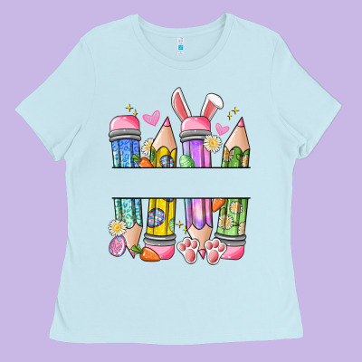 Easter Teacher Pencils Ladies Tee Designed By Artiststas