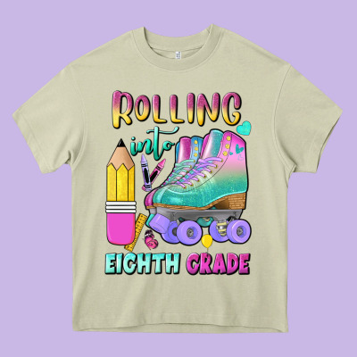 Rolling Into Eighth Grade Heavy Core Tee Designed By Bundleandbundleshop