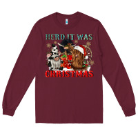 Burgundy herd it was christmas Long Sleeve Tee - CowGirlArtShop