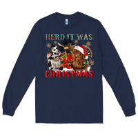 Navy herd it was christmas Long Sleeve Tee - CowGirlArtShop