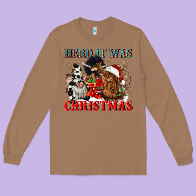 Herd It Was Christmas Long Sleeve Tee Designed By Cowgirlartshop