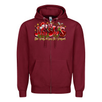 Burgundy Jesus The Reason For The Season Zipper Hoodie - CowhideDigitalArt