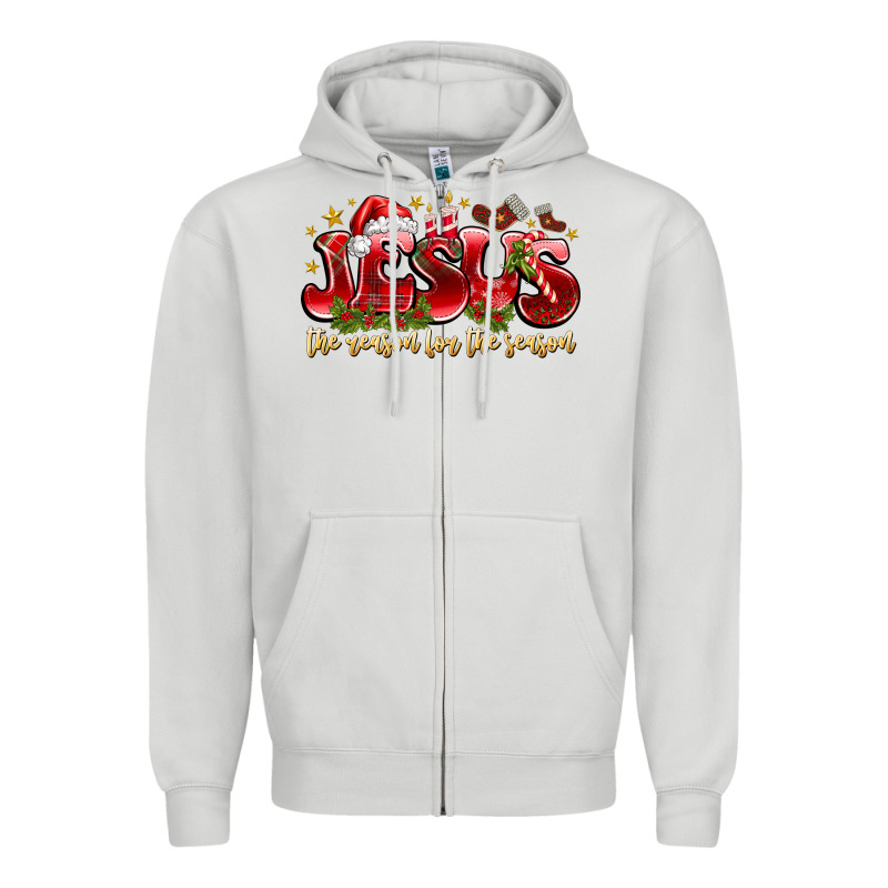 Jesus The Reason For The Season Zipper Hoodie by CowhideDigitalArt | Teevron