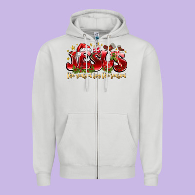 Jesus The Reason For The Season Zipper Hoodie Designed By Cowhidedigitalart