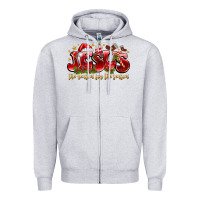 Heather Grey Jesus The Reason For The Season Zipper Hoodie - CowhideDigitalArt