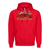 Red Jesus The Reason For The Season Zipper Hoodie - CowhideDigitalArt