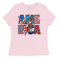 Bubblegum Pink america 4th of july Ladies Tee - Artiststas