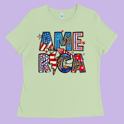 America 4th Of July Ladies Tee Designed By Artiststas