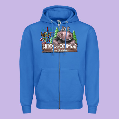 Iwant Hippopota Maps For Christmas Zipper Hoodie Designed By Cowhidedigitalart