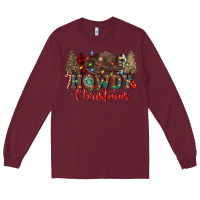 Burgundy howdy christmas Long Sleeve Tee - CowGirlArtShop