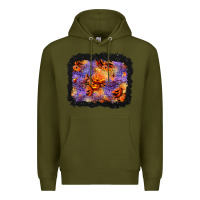 Army Green halloween pumpkin and leopard background Premium Hoodie - BundleAndBundleShop