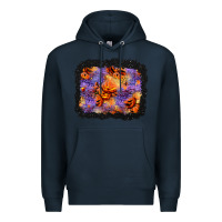 Navy halloween pumpkin and leopard background Premium Hoodie - BundleAndBundleShop