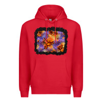Red halloween pumpkin and leopard background Premium Hoodie - BundleAndBundleShop