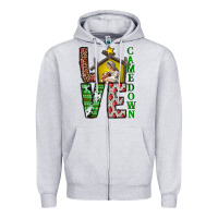 Heather Grey Love Come Down Zipper Hoodie - CowhideDigitalArt