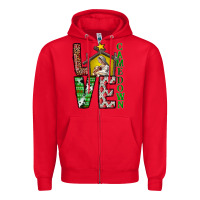 Red Love Come Down Zipper Hoodie - CowhideDigitalArt
