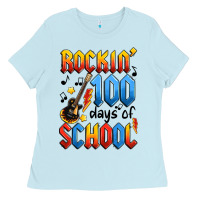 Baby Blue rockin' 100 days of school Ladies Tee - Artiststas