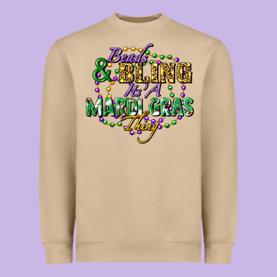Heads And Bling It's' A Mardi Gras Thing Heavyweight Sweatshirt Designed By Fadigitalartstudio