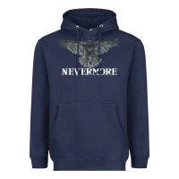 Navy Hot Trend Raven Nevermore Poetry Halloween Edgar Allan Poe Heavyweight Hoodie - lanVoArt