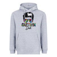 Heather Grey autism dad Heavyweight Hoodie - CowhideDigitalArt