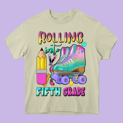 Rolling Into Fifth Grade Heavy Core Tee Designed By Bundleandbundleshop