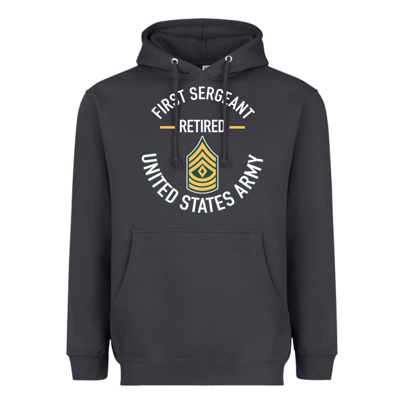 First Sergeant 1sg Retired Army Military Retirement Gifts Long Sleeve Heavyweight Hoodie by lanVoArt | Teevron