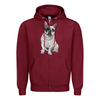 Burgundy white black french bulldog Zipper Hoodie - LillyAllenDesigns