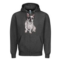 Charcoal Heather white black french bulldog Zipper Hoodie - LillyAllenDesigns