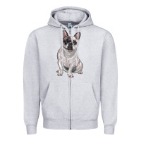 Heather Grey white black french bulldog Zipper Hoodie - LillyAllenDesigns