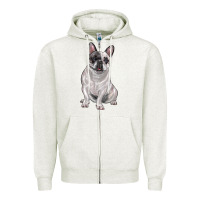 Oatmeal Heather white black french bulldog Zipper Hoodie - LillyAllenDesigns