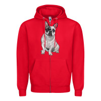 Red white black french bulldog Zipper Hoodie - LillyAllenDesigns
