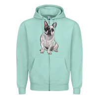 Seafoam white black french bulldog Zipper Hoodie - LillyAllenDesigns